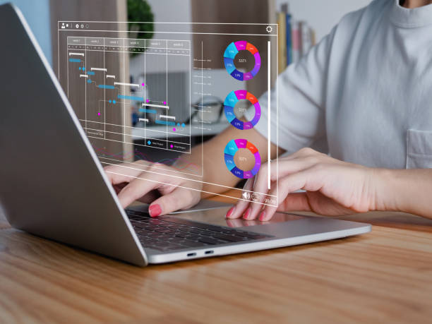 istock Female analyst working with Business Analytics managing reports with KPIs. 1474354689