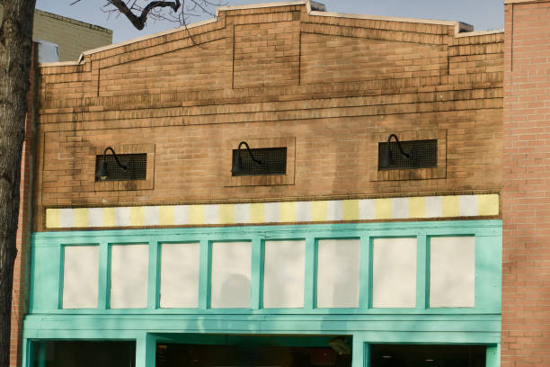 istock Vintage brick building with turquoise facade 1474355534
