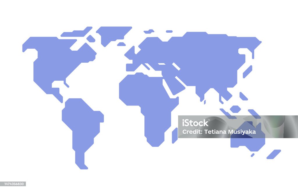 Simple Stylized Map Of The World Extremely Simplified World Map Simple ...