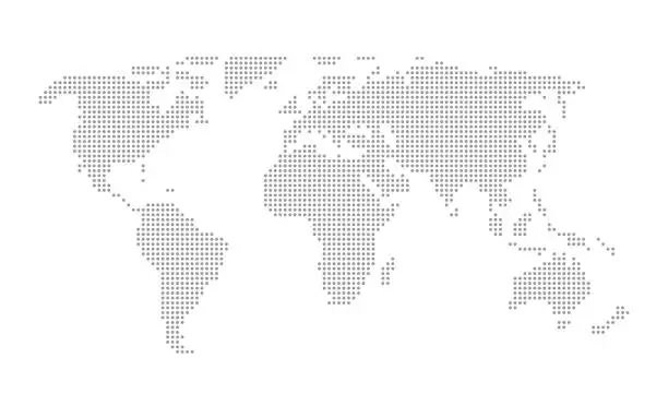 Vector illustration of Dotted map of the world. Vector illustration. Flat style