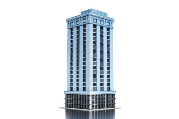 3D rendering of a stylized contemporary building isolated on a white background.
