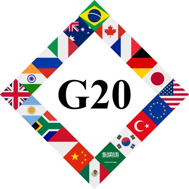 Vector illustration of diamond icon of g20 countries flag. vector illustration