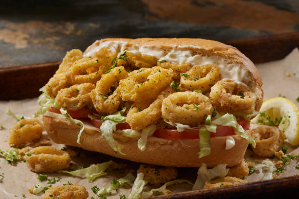 istock Fried Calamari Po Boy Sub with Tzatziki Sauce 1474363116