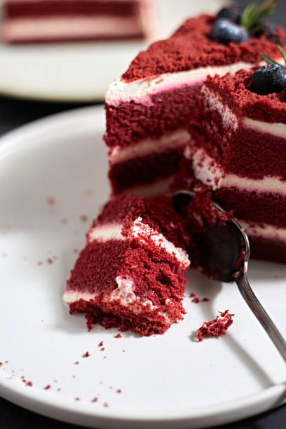 istock Close up Red Velvet cake with Whipped Cream 1474365446