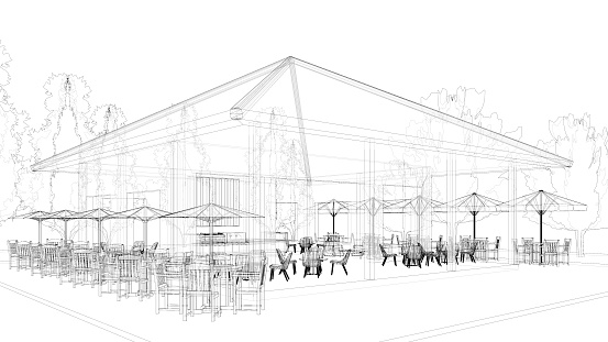 3D illustration of coffee shop