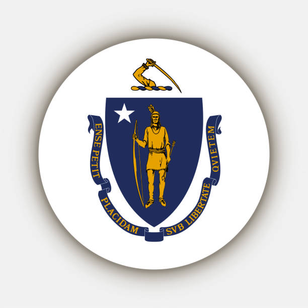 illustrations, cliparts, dessins animés et icônes de drapeau de l’état du massachusetts. illustration vectorielle. - massachusetts flag state insignia