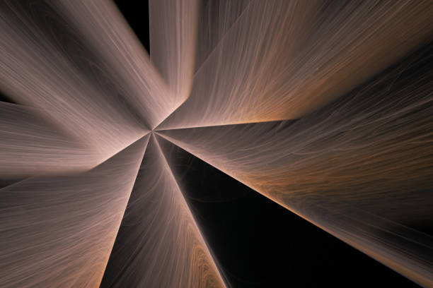 Dark orange pattern of curved lines on a black background. Abstract fractal 3D rendering