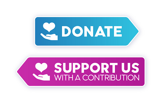 Donation contribution support action button design elements.