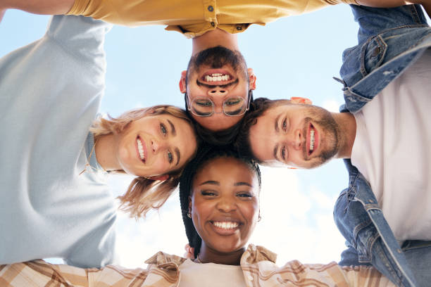 istock Support, teamwork or happy students with goals, educational community or hope for future success. Portrait, diversity or faces of friends in university or college with scholarships, mission or vision 1474378402