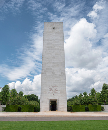 Monument at the Netherlands American Cemetery and Memorial in Margraten in the Dutch province of Limburg