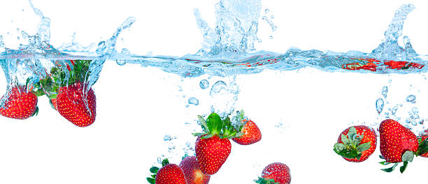 istock Collage Fresh Strawberry Dropped into Water with Splash 147438123