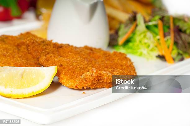 Classic Milanese Veal Cutlets And Vegetables Stock Photo - Download Image Now - Backgrounds, Beef, Breaded