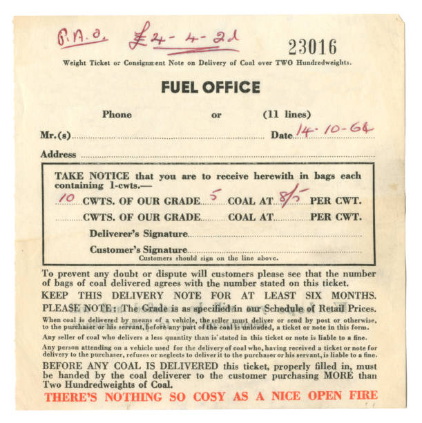 istock Old British domestic coal delivery receipt, 1964 1474388323