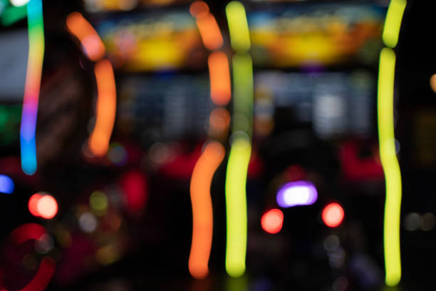 istock Defocused blurred abstract image of video games machines lights 1474391002