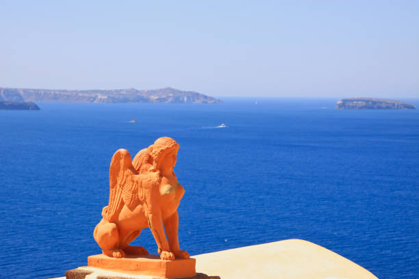 istock Sculpture at Oia over the calderea 1474393069