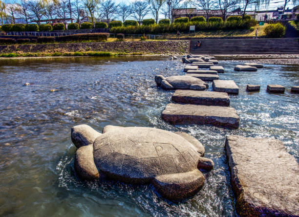 istock Amazing stepping stones over Kamo river   (park Kamogawa) 1474394931