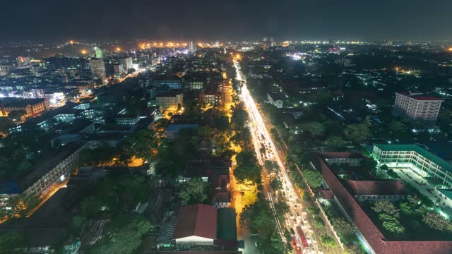 Time lapse of Yangon Myanmar at night