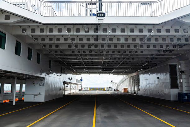 istock The inner deck of a sea ferry with a superstructure and a covered room for transporting vehicles. 1474403685