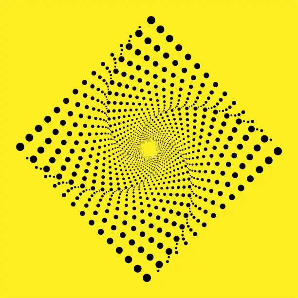 Vector illustration of Abstract yellow background with black dots. Vector abstract background, texture design, pattern. Modern hipster futuristic graphic.