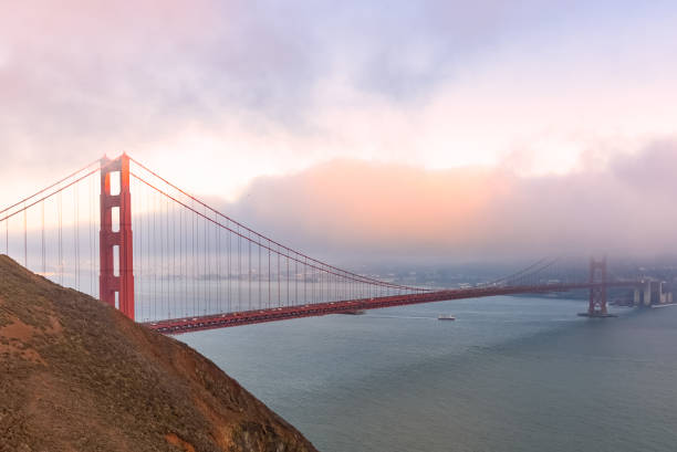 istock Foggy sunset over Golden gate bridge 1474411591