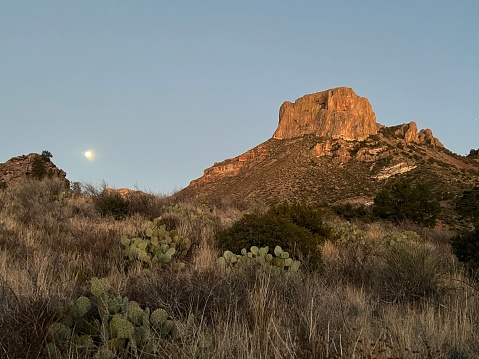 Landscape at the window at dusk in Chisos mountains in Texas