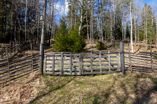 wooden gate out in the countryside of Sweden