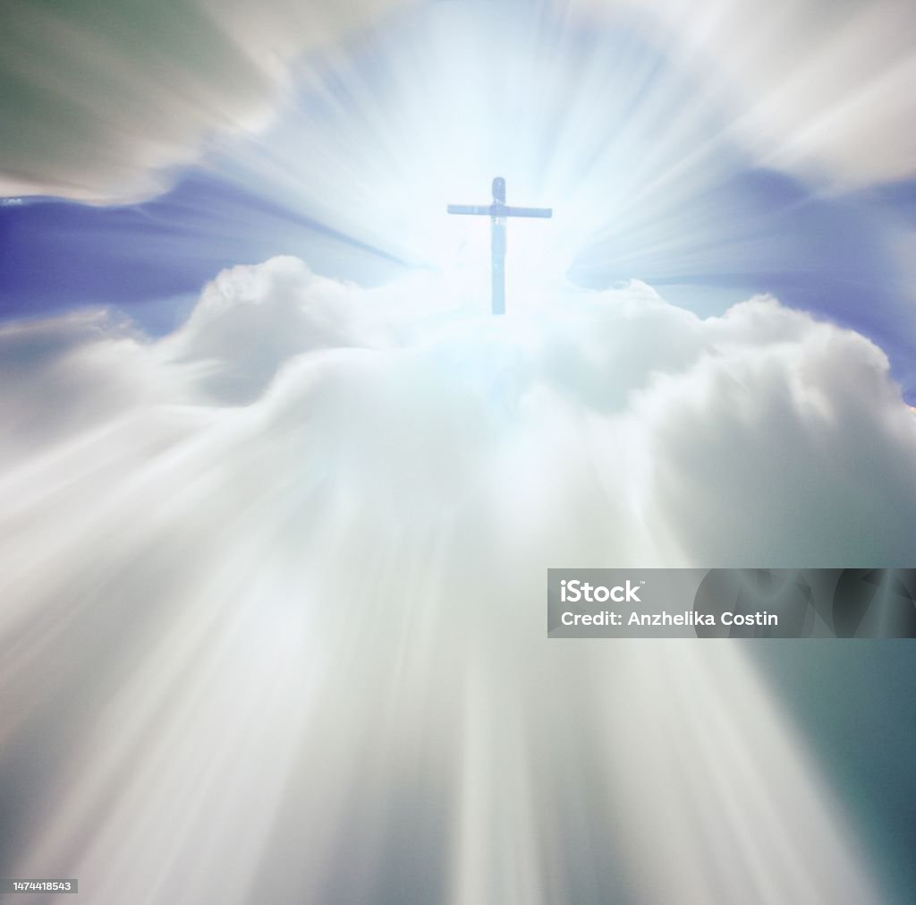 Religious Background With Holy Cross Glowing Christian Cross In A ...