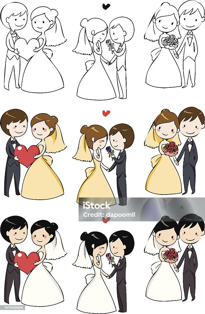lovely bride and groom lovely bride and groom with 3 actions Adult stock vector