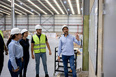 Group of new employees in training at a distribution warehouse
