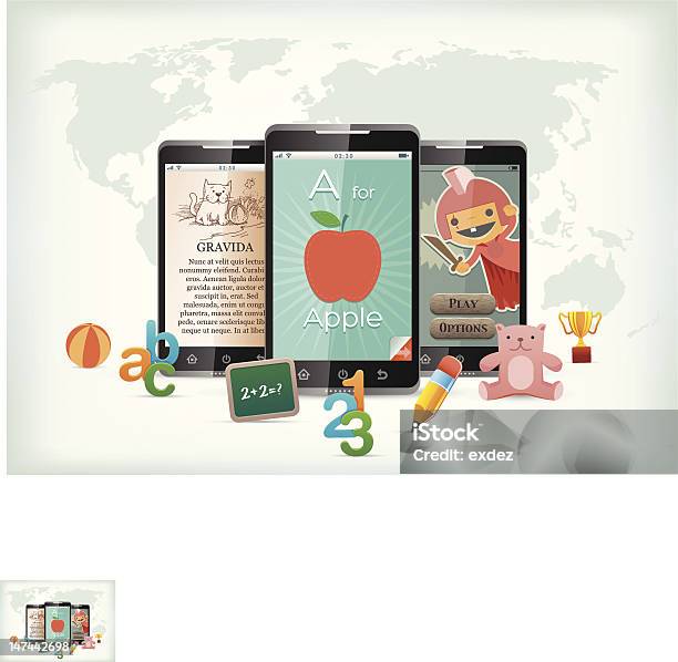 Smartphone For Kids Stock Illustration - Download Image Now - Alphabet, Animal Representation, Book