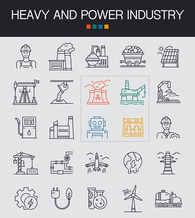 Heavy And Power Line Icons Editable Stroke.
