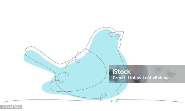 Single Line Vector Bluebird First Spring Bird Hand Draw Continues One Line Stock Illustration ...