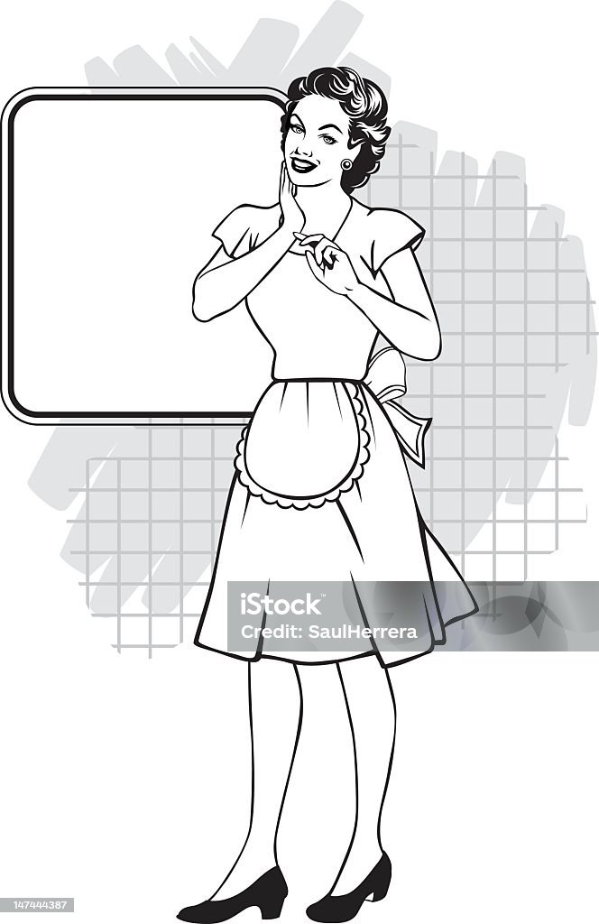 Vintage Stereotypical Housewife Stereotypical Housewife in retro style. Retro Style stock vector