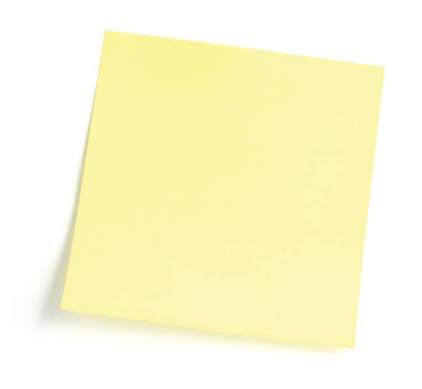 istock Blank Empty Yellow Isolated To-Do List Sticky Adhesive Note Sticker Post-It Copy Space Background, Large Detailed Macro Closeup, White Background 1474446298