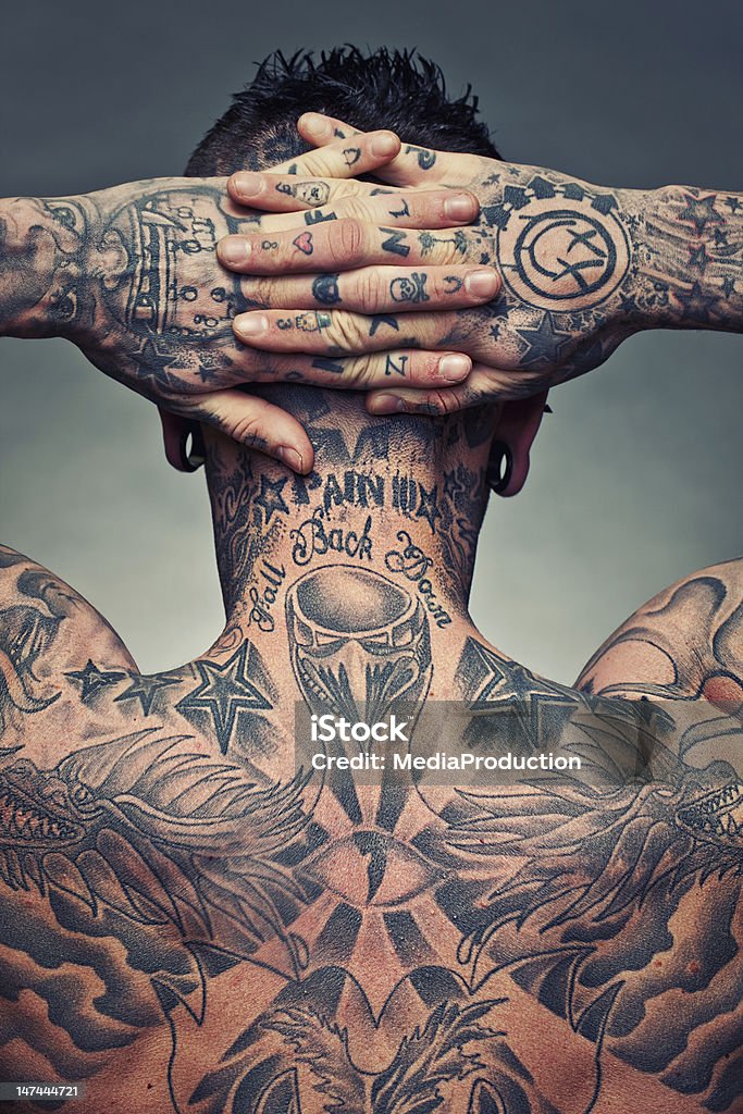 Artista de tatuagem nas costas - Royalty-free Tatuagem Foto de stock