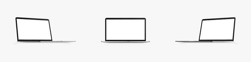 Computer With Shadow Vector Image Laptop Realistic Device Vector Set Computer With Shadow Notebook Screen ...
