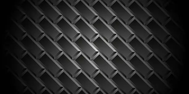 Vector illustration of Black brick wall geometric pattern vector background.