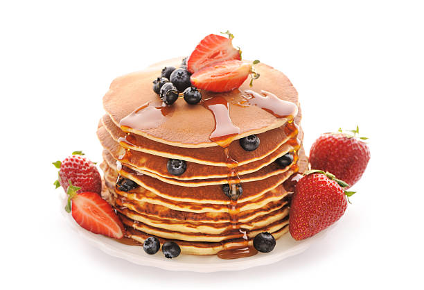 istock Pancakes with strawberry and blueberries 147445406