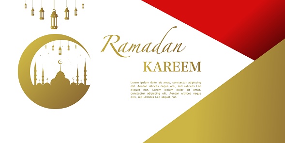 Ramadan Kareem illustration, Ramadan themed illustration design with mosque, stars, moon and lantern. Background Business Label, banner, social media, etc. ramadan kareem themed flat vector illustration.