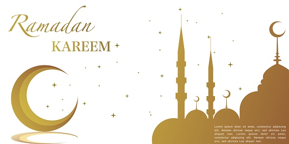 Ramadan Kareem illustration, ramadan themed illustration design with mosque, stars and moon. Background Business Label, banner, social media, etc. ramadan kareem themed flat vector illustration.