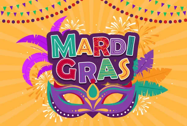 Vector illustration of Mardi gras carnival background with colorful and decorative vector elements