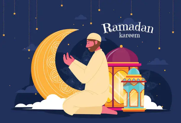 Vector illustration of Ramadan kareem Greetings background Poster Vector illustration