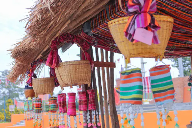 Photo of An ancient merit-making tradition using objects and flags decorated according to religious beliefs.