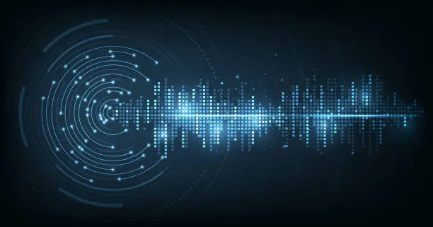 Vector illustration of Music equalizer on dark blue background.