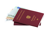 Electronic Austrian passports with 5, 50, 100 Euro Banknotes
