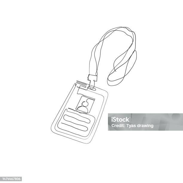 Continuous Line Drawing Employee Identification Card Illustration ...