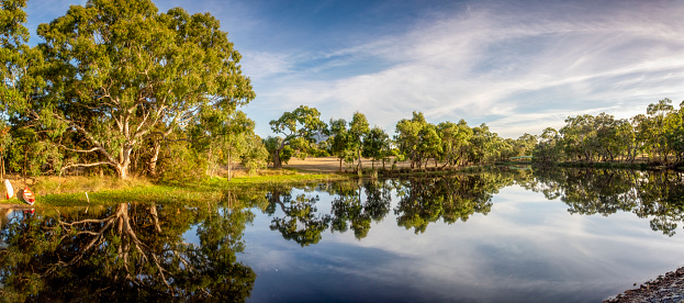 Early morning reflections in the lake at the Dunkeld Arboretum in Victoria’s west at the Grampians