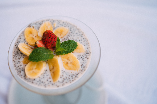 Healthy Smoothie Bowl with chia banana and strawberry’s