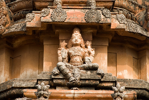 Decorated figer of a Goddess on Krishna Temple at hampi state Karnataka