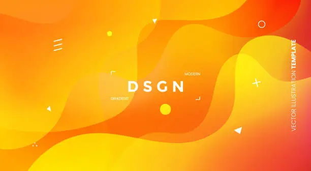 Vector illustration of Modern orange gradient curve liquid background